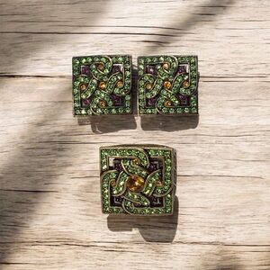 La Vintage Kathy Lavigne Set MCM Citrine Serendipity Crystals Ring & Earings